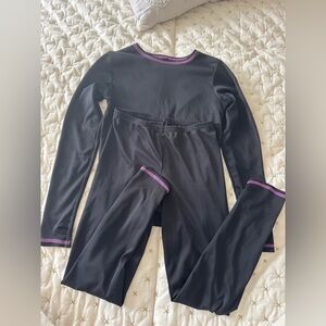 Cuddle Duds Black Sleepwear Set with Purple Trim